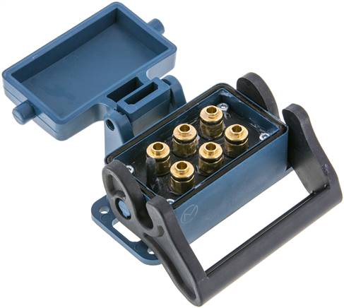 Mehrfachkupplung 6x 6mm Schl.,Muffe, für Stecker beidseitig absperrend