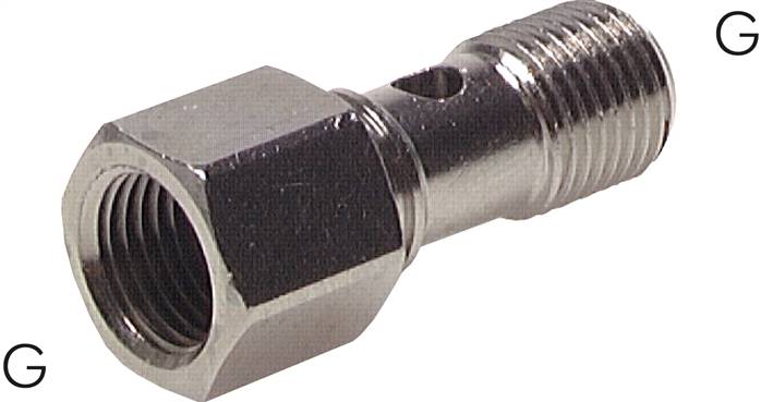 Hohlschraube, 1-fach Innengew. G 3/8"-32,0mm, Messing vernickelt