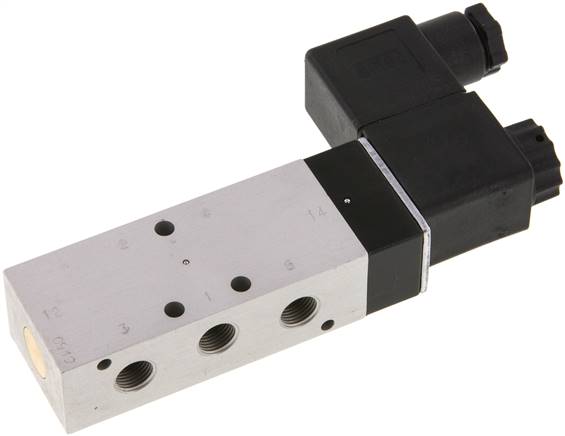 5/2-Wege Magnetventil, G 1/8", Luftfeder, 12 V=, NW 6