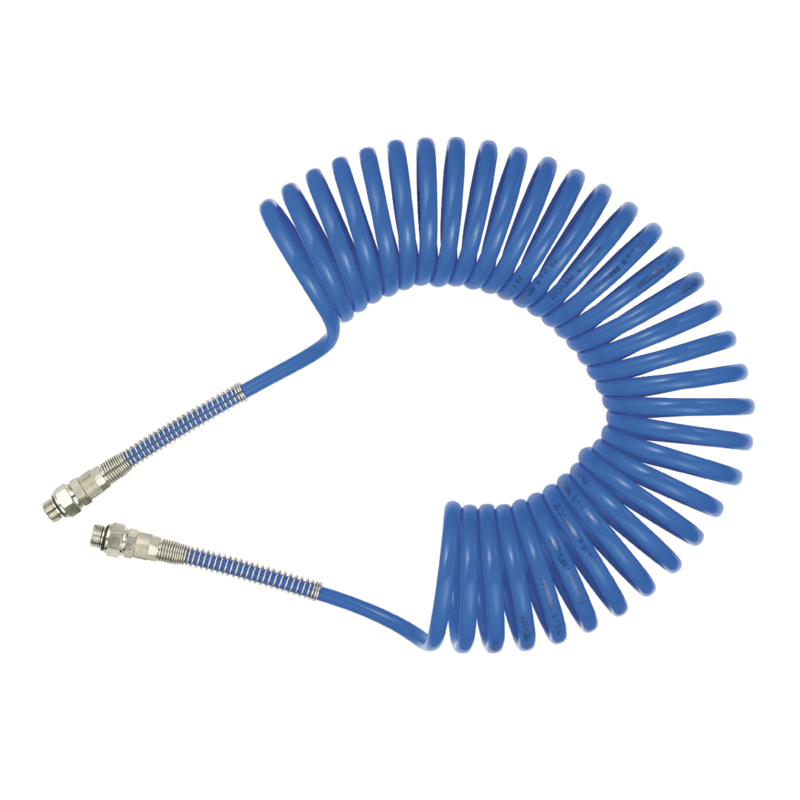 Prevost Polyamid-Spiralschlauch mit begradigten Enden, festen Verschraubungen und AG Länge: 5m