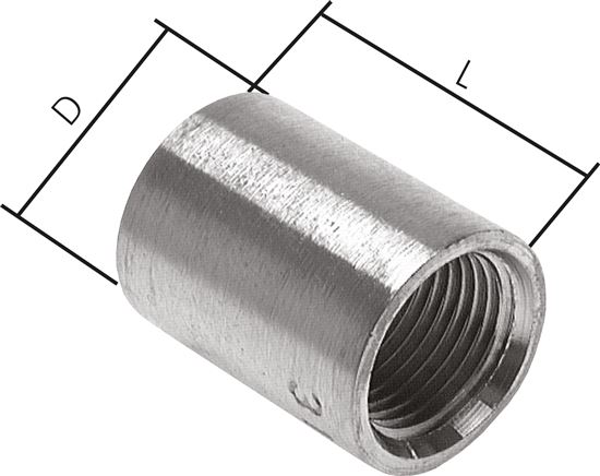 Anschweißmuffe Rp 2"-26mm, 1.4571 (DIN2986-halb)