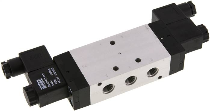 5/3-Wege Magnetventil, G 1/4", Mittelstellung entlüftet, 24 V AC, NW 9
