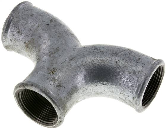 Doppelbogen T-Stück Rp 1-1/4" (IG), Temperguss verzinkt
