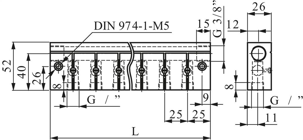 Verteilerleiste m. Kugelhähnen 2 x G 3/8"-8 x G 1/4"