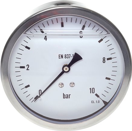 Glycerin-Manometer waagerecht (CrNi/Ms),100mm, 0 - 160bar -Eco-Line