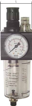 Kombi-Wartungseinheit, G 1/2", 0,5 - 10 bar, Kombi 1, Ablass automatisch, PE 1,5-12 bar