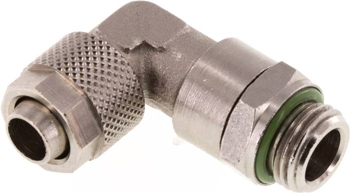Winkel-Drehverschraubung G 1/4"-10x8mm, Messing vernickelt, Dichtung FKM