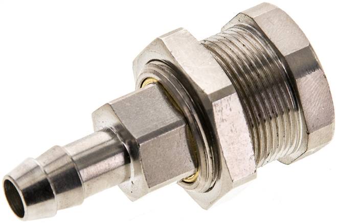 Abreiß-Schnellkupplung (NW5) 8 (5/16")mm Schlauch, Messing vernickelt, für Stecker beidseitig absperrend