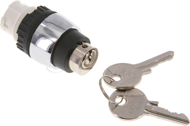 Betätigeraufsatz 22mm, Schlosstaster, 60° rastend mit 2 Schlüsseln (gleichschlie