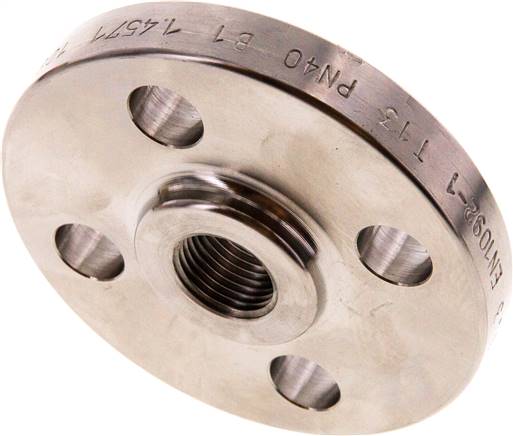 Gewindeflansch DN15-PN40 (DIN/EN), Rp 1/2", EN 1092-1 (Typ 13), 1.4571