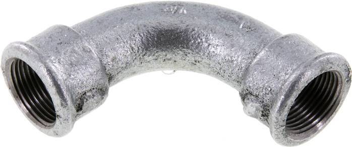 90°-Bogen Rp 3/4" (IG), lang Typ 2/G1, Temperguss verzinkt