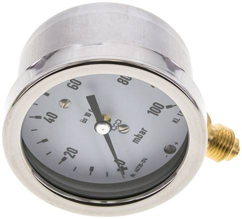 Manometer senkrecht 63mm, 0 - 100 mbar, G 1/4"