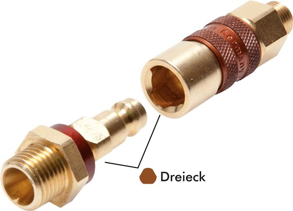 Kupplungsstecker (NW5) G 1/8"(IG), braun, Dreieck 9,5 mm