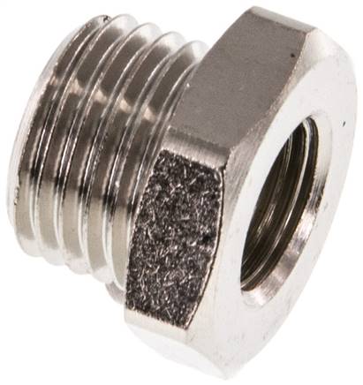 Reduziernippel G 1/4"(AG)-G 1/8"(IG), Messing vernickelt