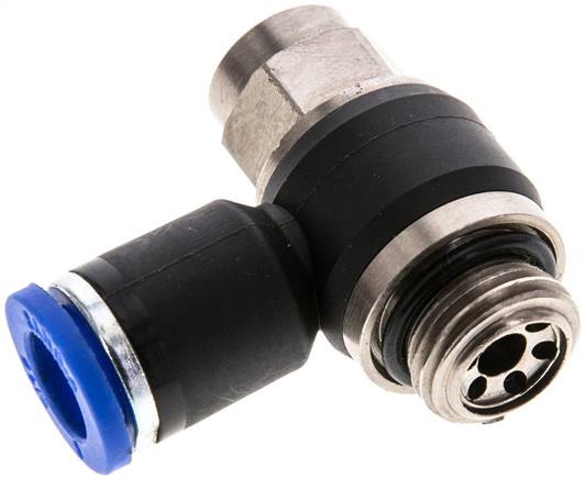 Winkel-Drosselrückschlagventil G 1/4"-8mm,abluftregelnd (Standard), gesichert verstellbar