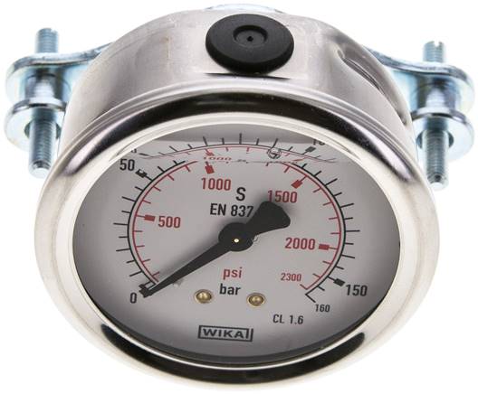 Glycerin-Einbaumanometer, 3kt-Frontring, 63mm, 0 - 160 bar