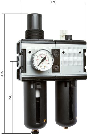 MULTIFIX Wartungseinheit (4), 2-tlg., G 1", 0,1 - 3 bar, Kondensatablass automatisch