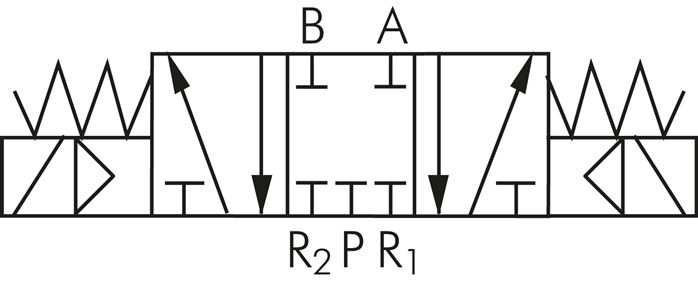 5/3-Wege Magnetventil, G 3/8", Mittelstellung geschlossen, 12 V=