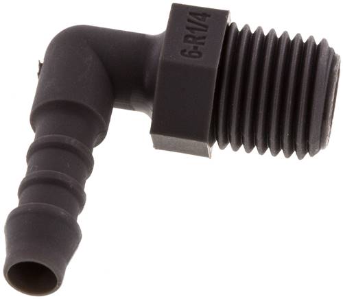 Winkel-Gewindetülle R 1/4"-6 (1/4")mm, PA 6