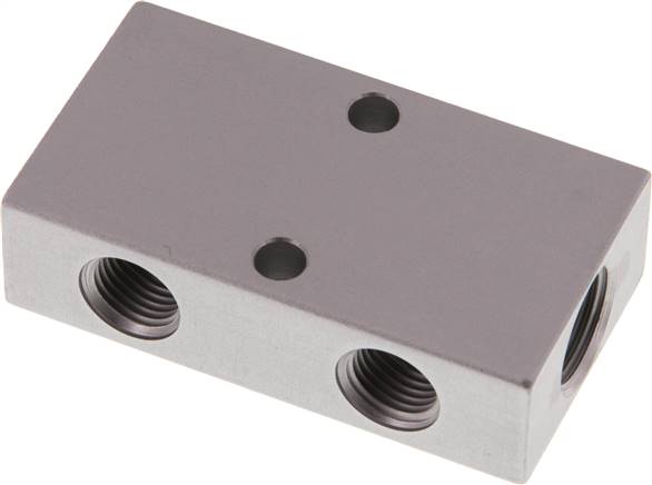 Verteilerleiste 2 x G 3/8"-4 x G 1/4", Aluminium eloxiert, doppelseitig