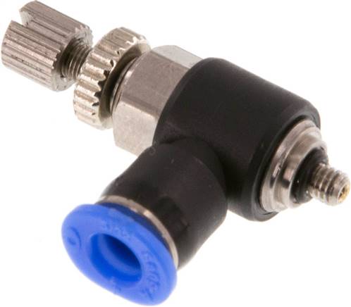 Mini-Winkel-Drosselrückschlagventile M 3-4mm, abluftregelnd (Standard)