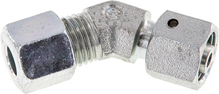 Einstellb. 45°-Schneidringverschraubung 8 L (M14x1,5), Stahl verzinkt, mit Dichtkegel und O-Ring