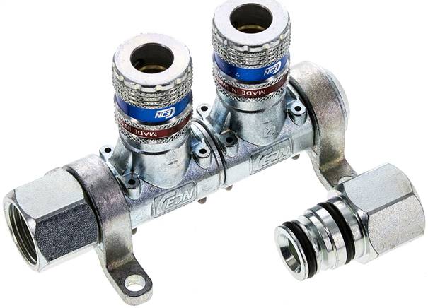 CEJN Multilink 2-fach Verteiler, mit Sicherheitskupplung eSafe als Abgang