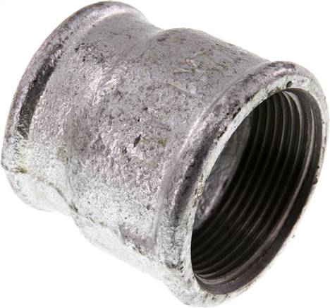 Rundmuffe Rp 1-1/2"-Rp 1-1/4", Temperguss verzinkt