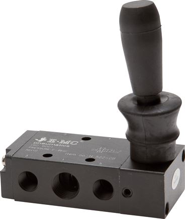 5/2-Wege Handhebelventil, Raste, G 1/4" (Abluft G 1/8")