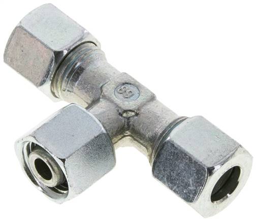 Einstellb. T-Schneidringverschraubung 10 L (M16x1,5), Stahl verzinkt, mit Dichtkegel und O-Ring