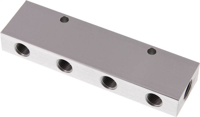 Verteilerleiste 2 x G 3/8"-8 x G 1/4", Aluminium eloxiert, doppelseitig