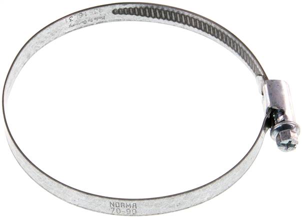 9mm Schlauchschelle 70 - 90mm, Stahl verzinkt (W1) (NORMA)