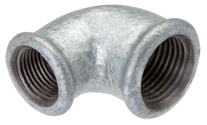 90°-Winkel Rp 1/2"-Rp 3/8", Temperguss verzinkt