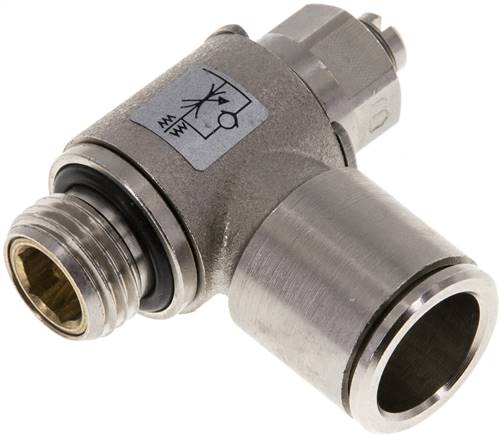 Winkel-Drosselrückschlagventil G 1/4"-12mm,abluftregelnd (Standard), Messing