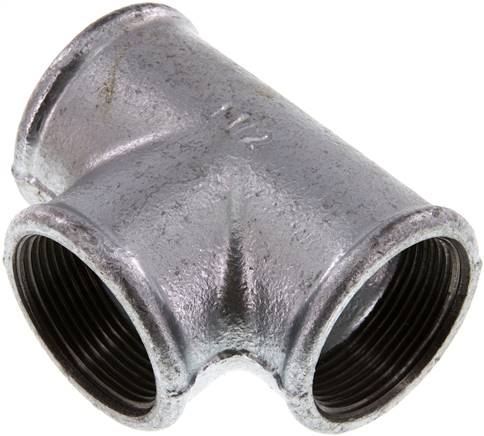 T-Stück Rp 1-1/2" (IG), Temperguss verzinkt