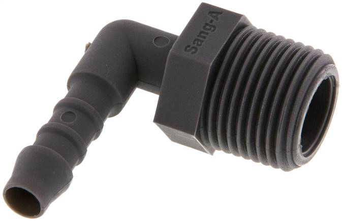Winkel-Gewindetülle R 3/8"-6 (1/4")mm, PA 6