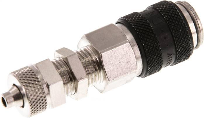 Schott-Schnellkupplung (NW5) 6x4mm Schlauch, Messing vernickelt, schwarz