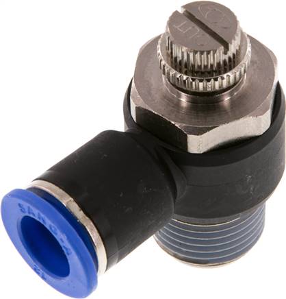 Winkel-Drosselrückschlagventil R 1/2"-12mm,abluftregelnd (Standard)