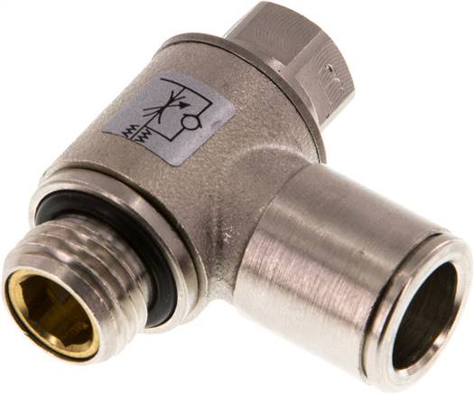 Winkel-Drosselrückschlagventil G 1/4"-10mm,abluftregelnd (Standard), Messing