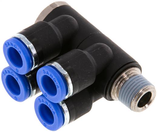 Steck-Mehrfachverteiler, 4-fach R 1/8"-6mm, IQS-Standard