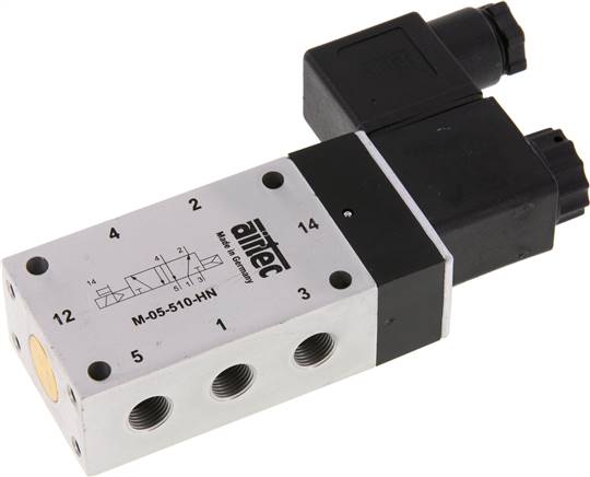 5/2-Wege Magnetventil, G 1/8", Luftfeder, 24 V=