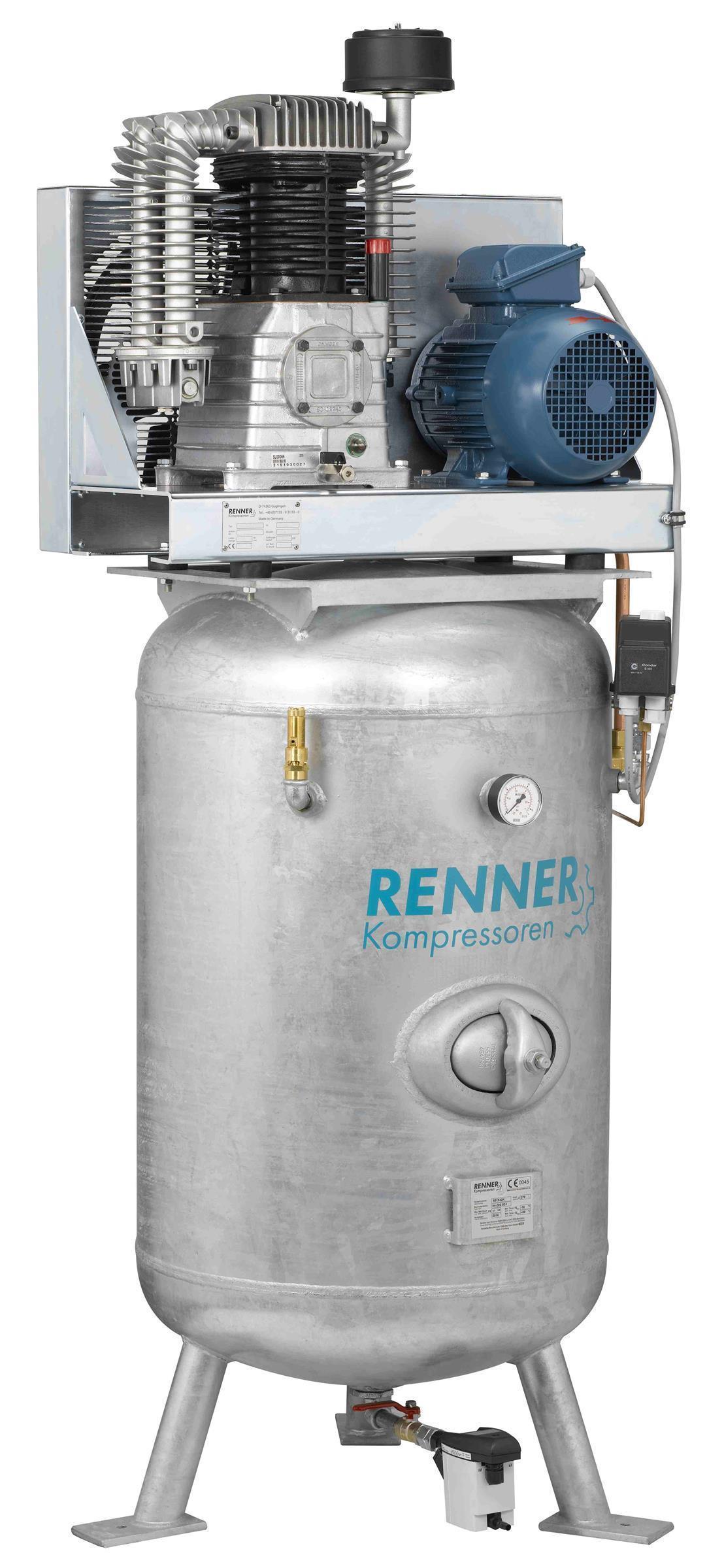 RENNER RIKO H 700/270 ST Industrie-Kolbenkompressor 15 bar - verzinkter stehender Behälter