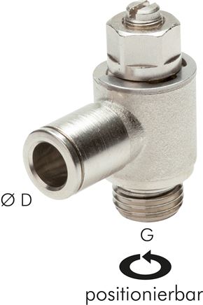 Winkel-Drosselrückschlagventil G 1/8"-6mm,zuluftregelnd, Messing