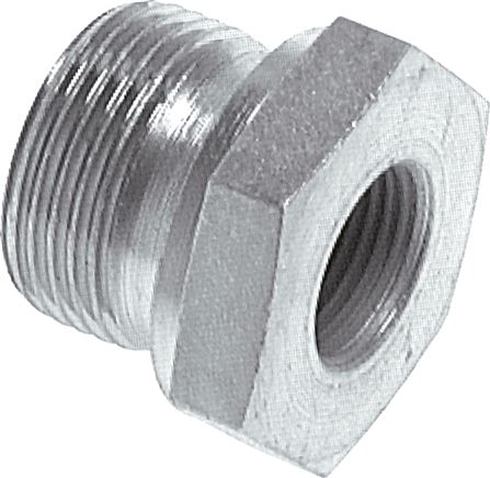 Hydraulik-Reduzierung G 1"(AG)-G 1/2"(IG), Stahl verzinkt, Elastomerdichtung