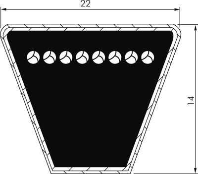Klassischer Keilriemen DIN 2215, C/22x14, Li=7.112mm, C280