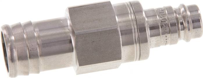 Kupplungsstecker (NW10) 19 (3/4")mm Schlauch, Edelstahl, beidseitig absperrend