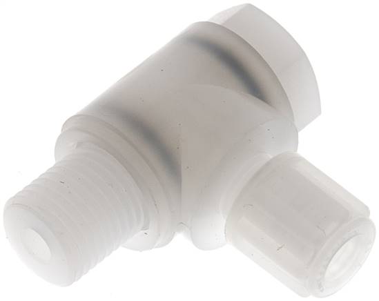 Winkel-Verschraubung G 1/4"-6x4mm, PVDF, Hohlschraube