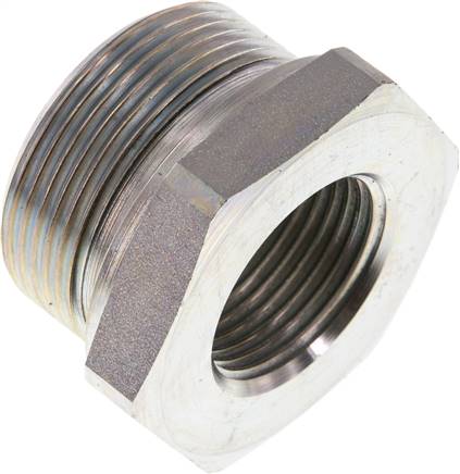 Hydraulik-Reduzierung G 1-1/2"(AG)-G 1"(IG), Stahl verzinkt, Elastomerdichtung