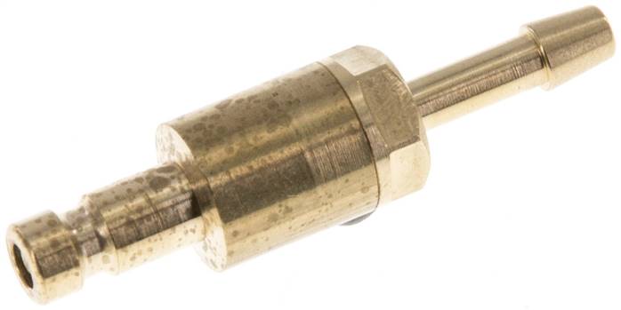 Kupplungsstecker (NW2,7) 3mm Schlauch, Messing, beidseitig absperrend