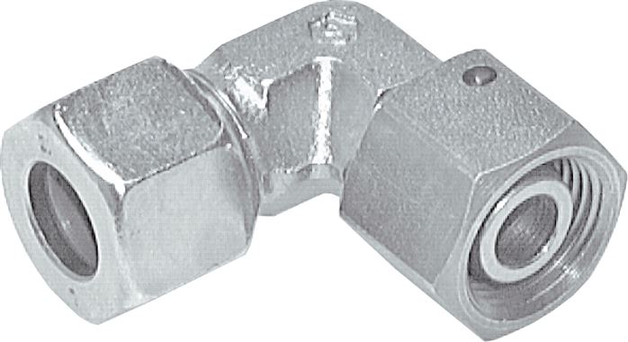 Einstellb. Winkel-Schneidringverschr. 6 L (M12x1,5), Stahl verzinkt, mit Dichtkegel und O-Ring